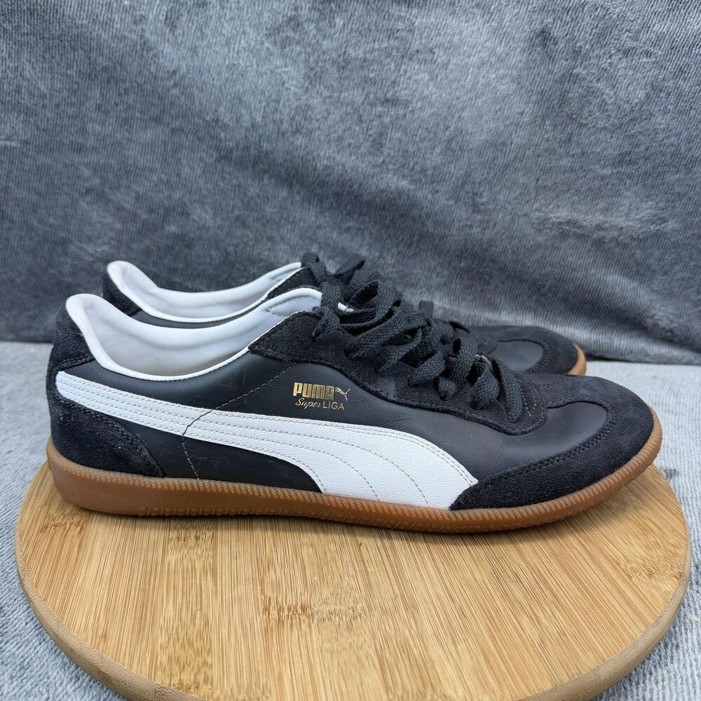 Puma Super Liga Shoes Mens Size 13 Black White Gum Soccer Sneakers 356999-09